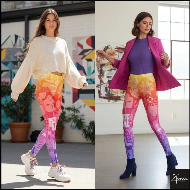Leggings Colcha abstracta de arte popular con gradiente de  (Subido por el creador)