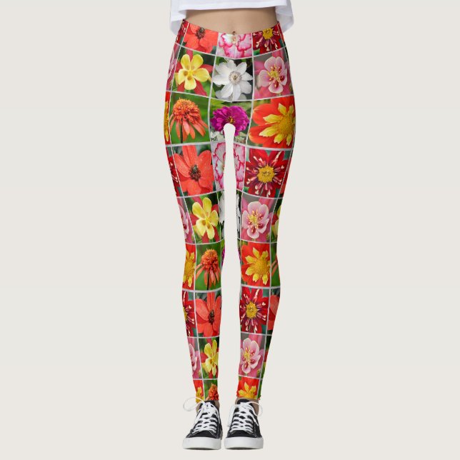 Leggings Colección de flores coloridas (Anverso)
