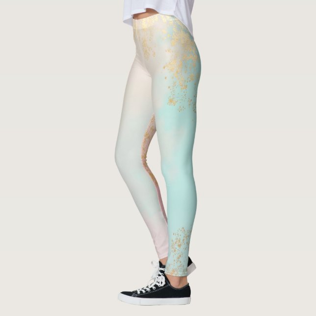 Leggings Colección de lujo moderna rosa suave menta dorada (Izquierda)