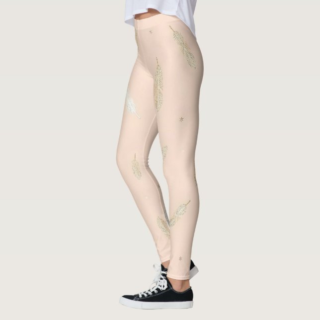 Leggings Colección de Lujo Plumas Boho Modernas (Izquierda)