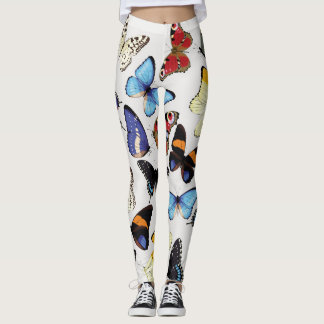 Leggings Colección de mariposas vintage realista.
