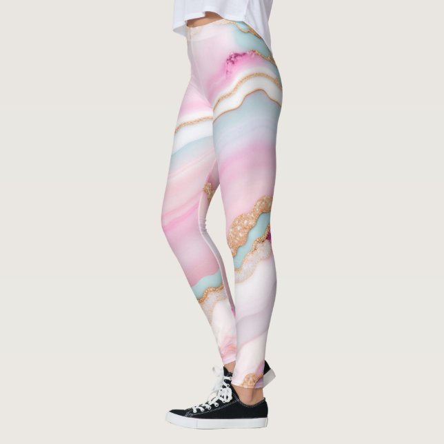 Leggings Colección de moda de mármol rosa rosa claro (Izquierda)