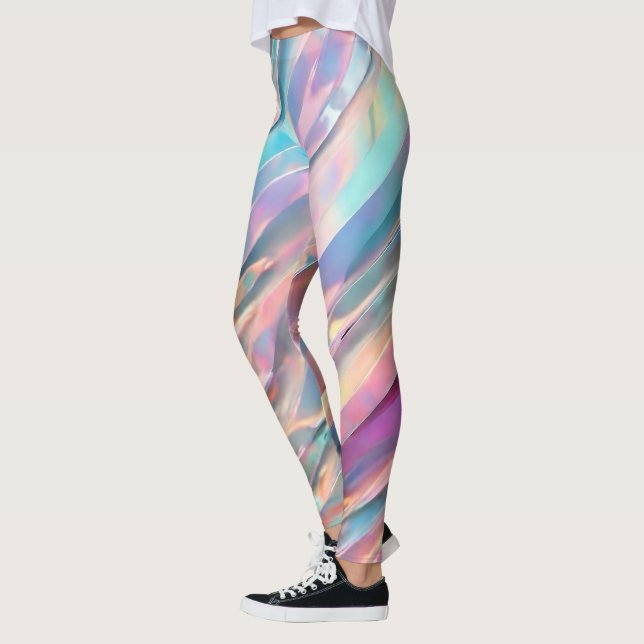Leggings Colección de moda holográfica opal purpurina (Izquierda)