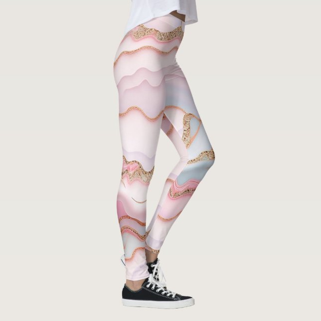 Leggings Colección de oro rosa azul de Marble Agate (Derecha)