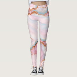 Leggings Colección de oro rosa azul trendy de Marble Agate