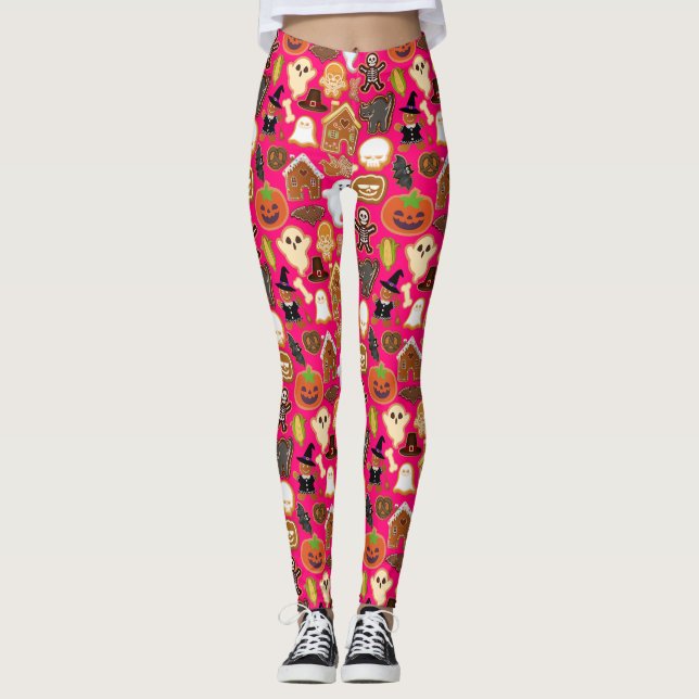 Leggings Colección de patrones B rosada BG de Halloween Coo (Anverso)