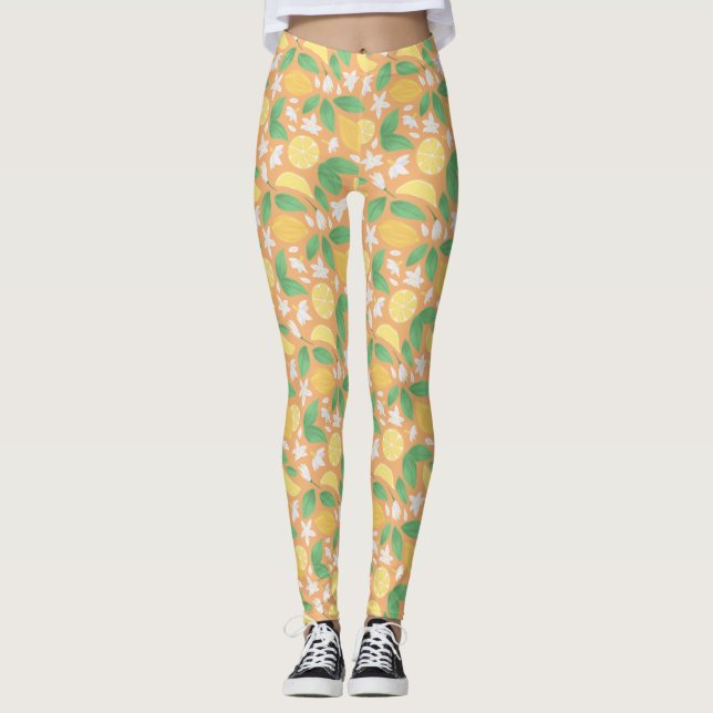 Leggings Colección de patrones de cesta de fruta - limón (Anverso)