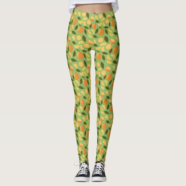 Leggings Colección de patrones de cesta de frutas - Naranja (Anverso)
