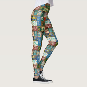 Leggings Colección de placas de licencias antiguas
