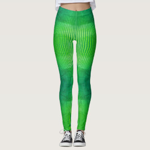 Leggings Colección de rayas - Láminas verdes fluorescente
