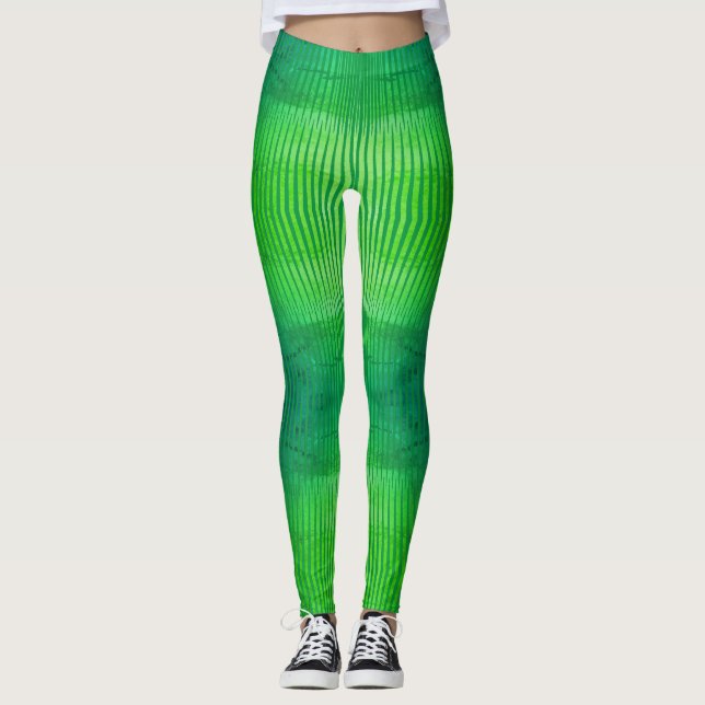 Leggings Colección de rayas - Láminas verdes fluorescentes (Anverso)