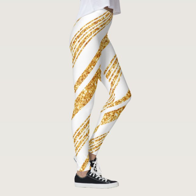 Leggings Colección de rayas populares Boho, Purpurina blanc (Derecha)