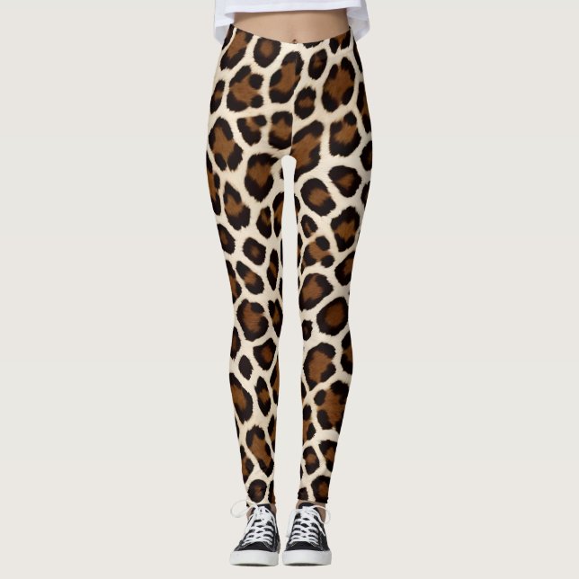 Leggings Colección elegante de Leopardo Blanco de lujo (Anverso)