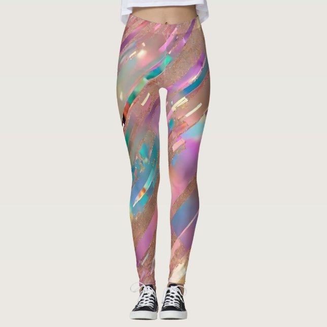 Leggings Colección holográfica opal de Purpurina moderno (Anverso)
