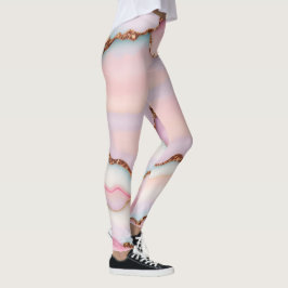 Leggings Colección moderna de ácaros de mármol rosa claro a