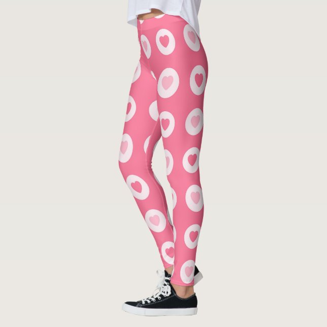 Leggings Colección moderna de amor al corazón rosado (Izquierda)