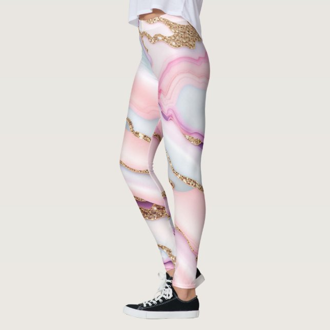 Leggings Colección moderna de mármol rosa claro rosa agate  (Izquierda)