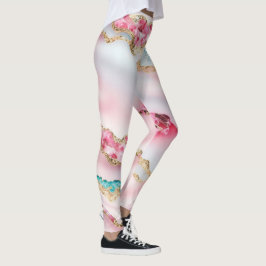 Leggings Colección popular de ácaros de mármol rosa claro a