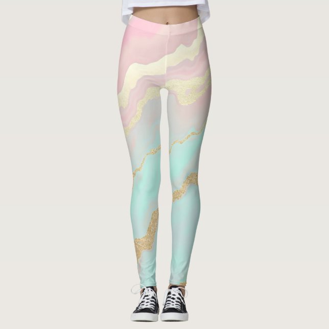 Leggings Colección Popular de Lujo Rosa Mint Dorado (Anverso)