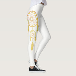 Leggings Colector de oro bohemio del sueño de la pluma