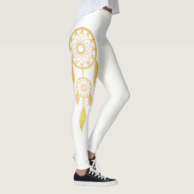 Leggings Colector de oro bohemio del sueño de la pluma (Derecha)