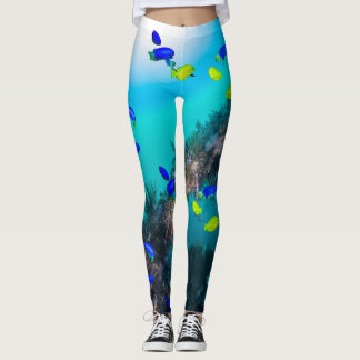 Leggings collage de arrecife de peces