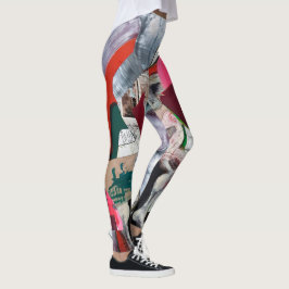 Leggings Collage de Arte Abstracto Pintado a Mano