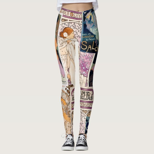 Leggings Collage de arte de carteles de época francés perso (Anverso)