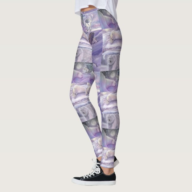 Leggings Collage de arte de oso polar de invierno (Izquierda)