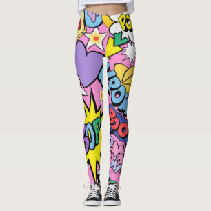 Leggings Collage de arte pop de cómic retro