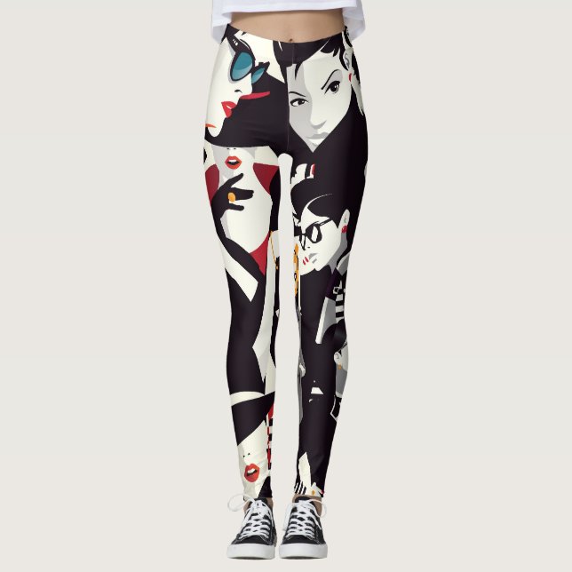 Leggings Collage de chicas de moda: arte pop (Anverso)