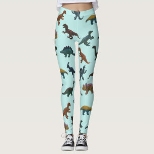 Leggings Collage de dinosaurios de juguetes plásticos en v