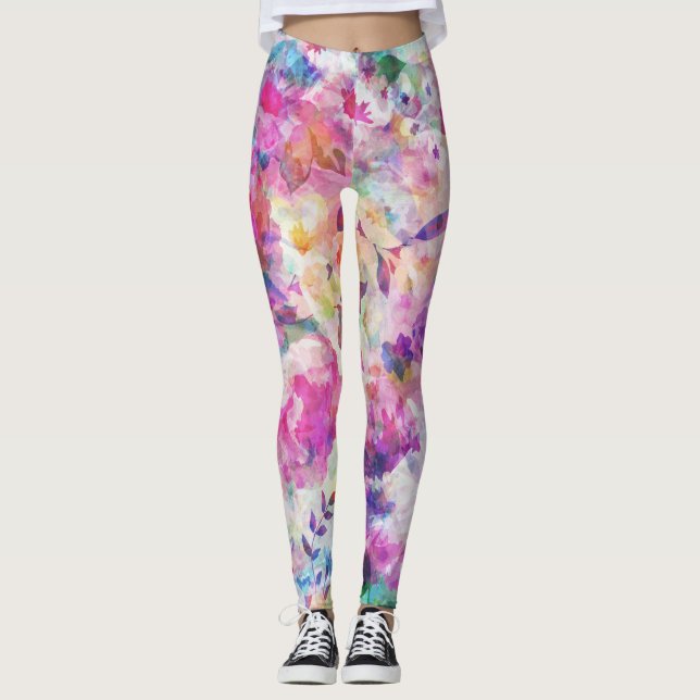 Leggings Collage de flores de colores (Anverso)