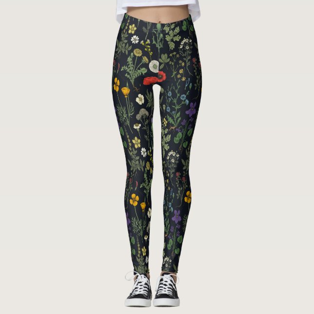 Leggings Collage de flores silvestres (Anverso)