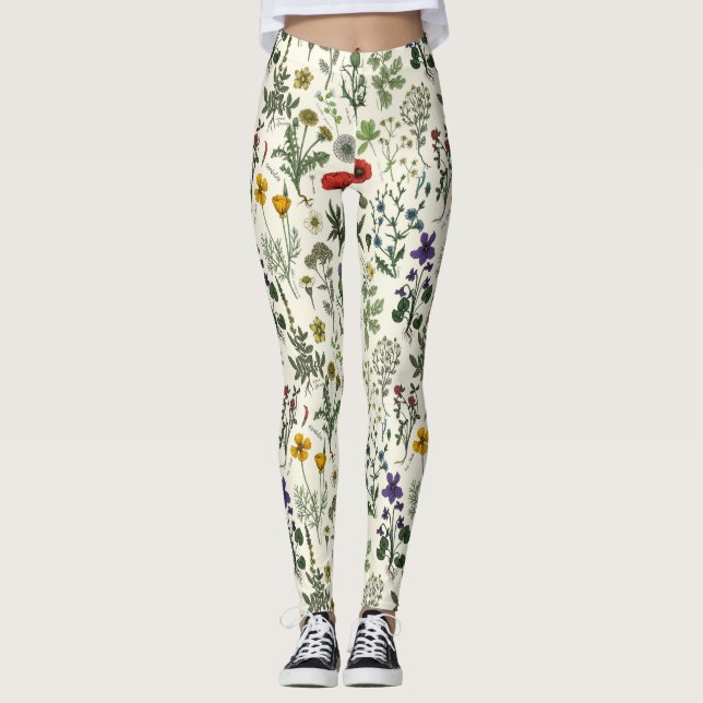 Leggings Collage de flores silvestres (Anverso)