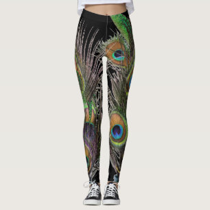 Leggings Collage de la pluma del pavo real