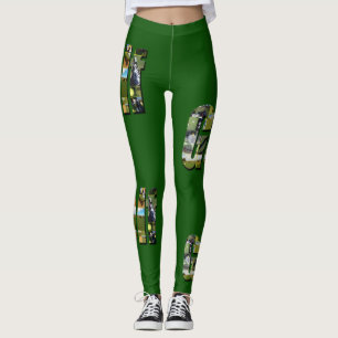 Leggings Collage de logotipos de imágenes de golf, verde
