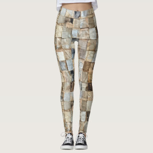 Leggings Collage de parches de periódico ruso vintage (11)