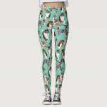 Leggings Collage de pastores australianos peros australiano<br><div class="desc">Un surtido de adorables australianos decoran estas leggings. Este collage con ilustraciones realistas de perros pastores australianos se encuentra en un fondo verde menta.</div>