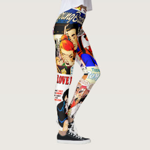 Leggings Collage de portada de historietas de Romance vinta