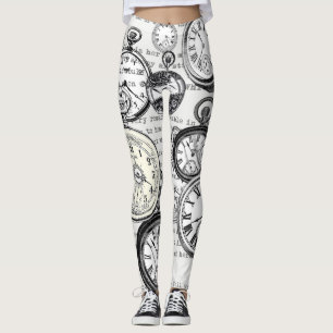 Leggings Collage de reloj de bolsillo victoriano Alicia en 