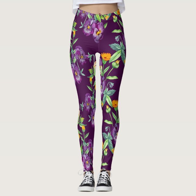 Leggings Collage floral, patrón sin fisuras, digital abstra (Anverso)