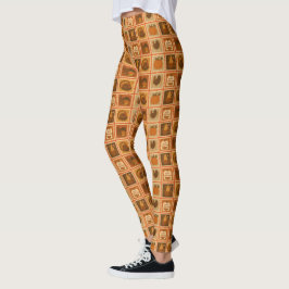 Leggings Collage retro de estampado de Acción de Gracias