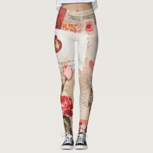 Leggings Collage Romántico Vintage de Rosa (3)
