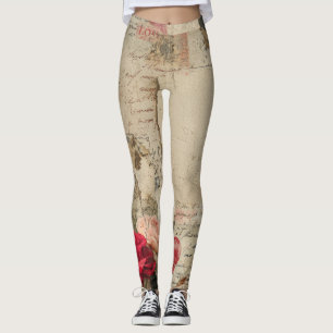 Leggings Collage Romántico Vintage de Rosa (4)