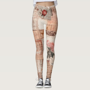 Leggings Collage Romántico Vintage de Rosas (2)