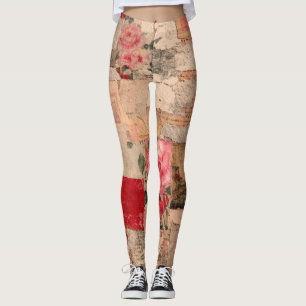 Leggings Collage Romántico Vintage de Rosas (5)