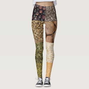 Leggings Collage set de especias e ingredientes alimentario