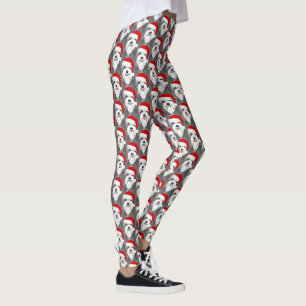 Leggings Collie con barba con Navidades de Santa Hat patead