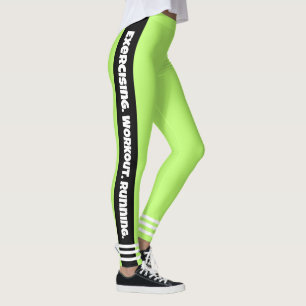 Leggings Colocación de ojos de neón verde brillante Ejercic